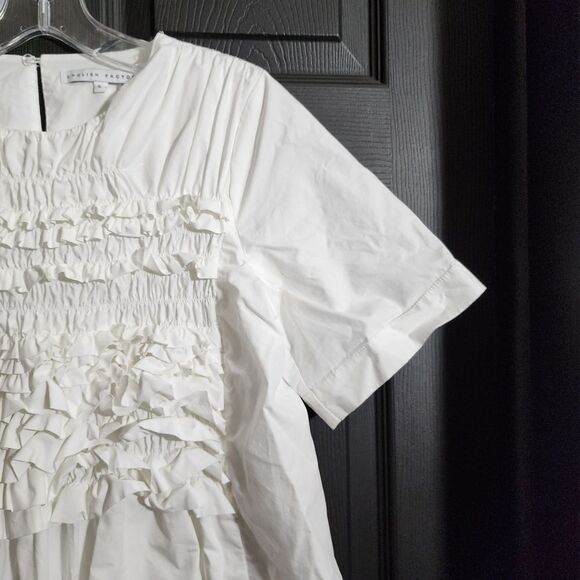 English Factory Sz. S White Short Sleeve Ruffle Tee Dress - Picture 8 of 16